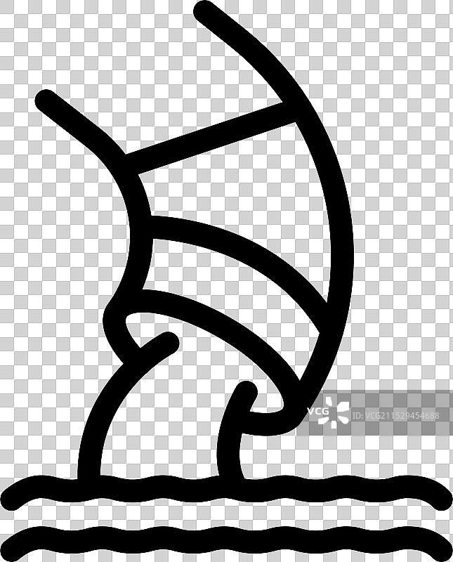 风帆冲浪设备的线条艺术图标图片素材