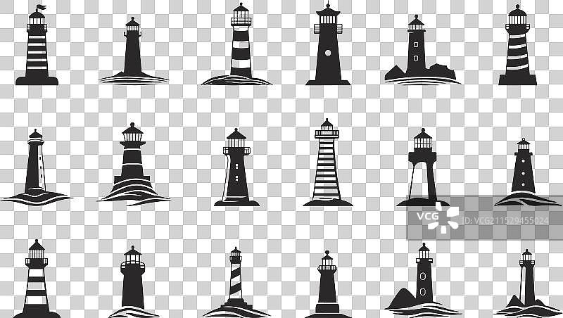 灯塔图标集 航海导航灯图片素材