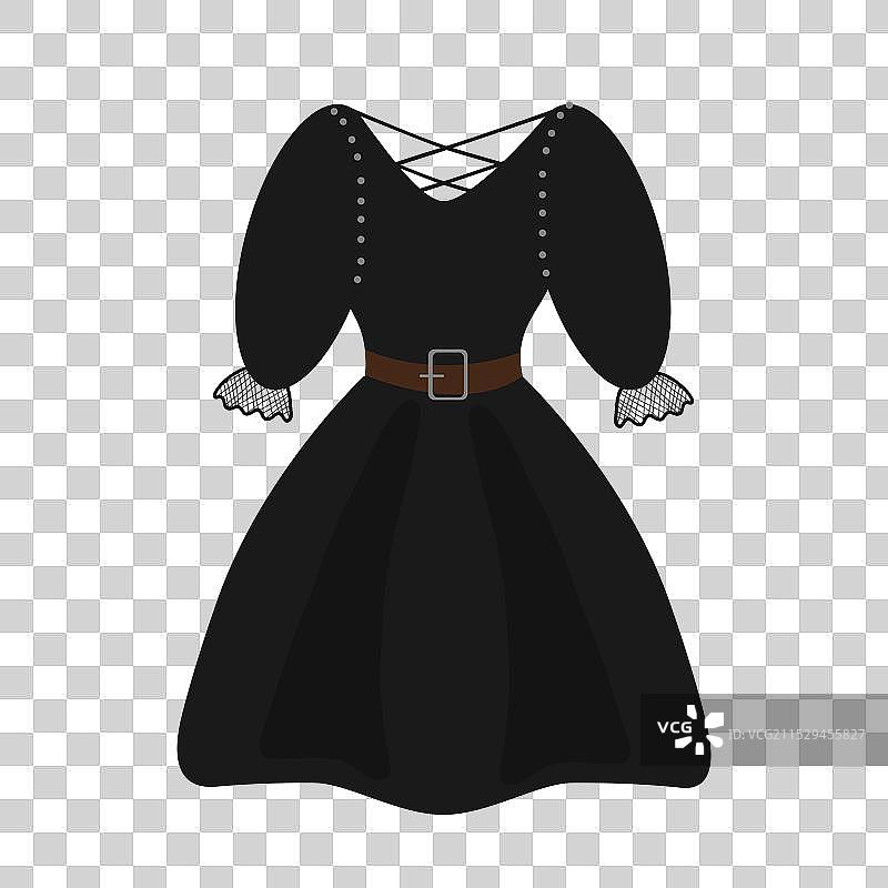 卡通黑色女巫服装万圣节服饰图片素材