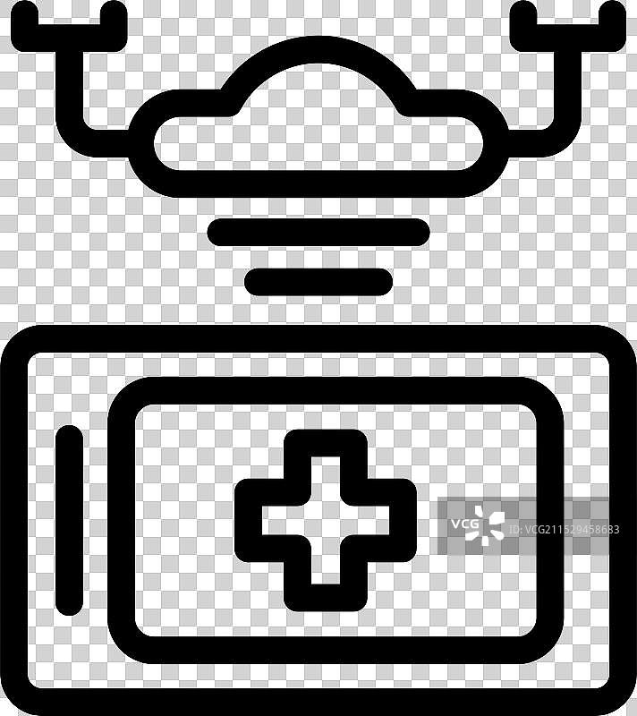 无人机向在线医疗服务发送数据的图标图片素材