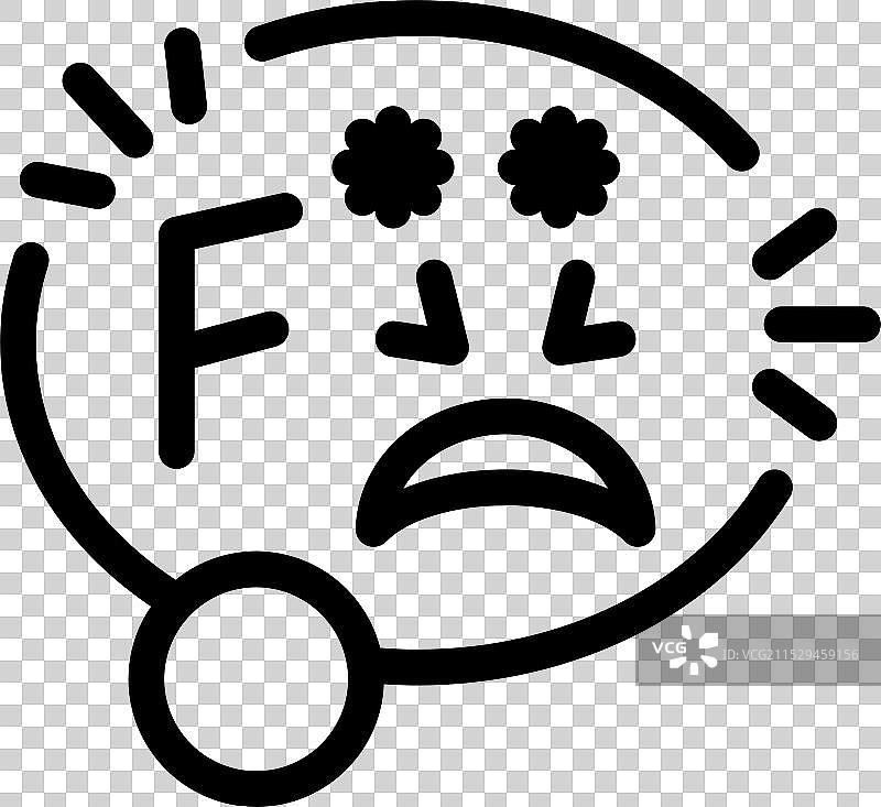 悲伤的表情符号显示考试结果为F（不及格）图片素材