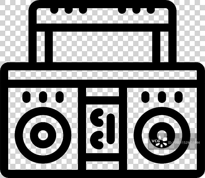 复古的音响播放着音乐，带有天线图片素材