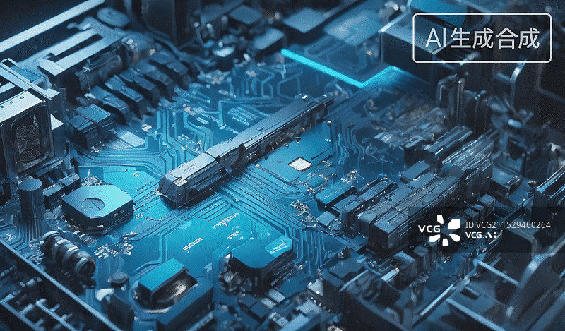 【AI数字艺术】电路板特写图片素材