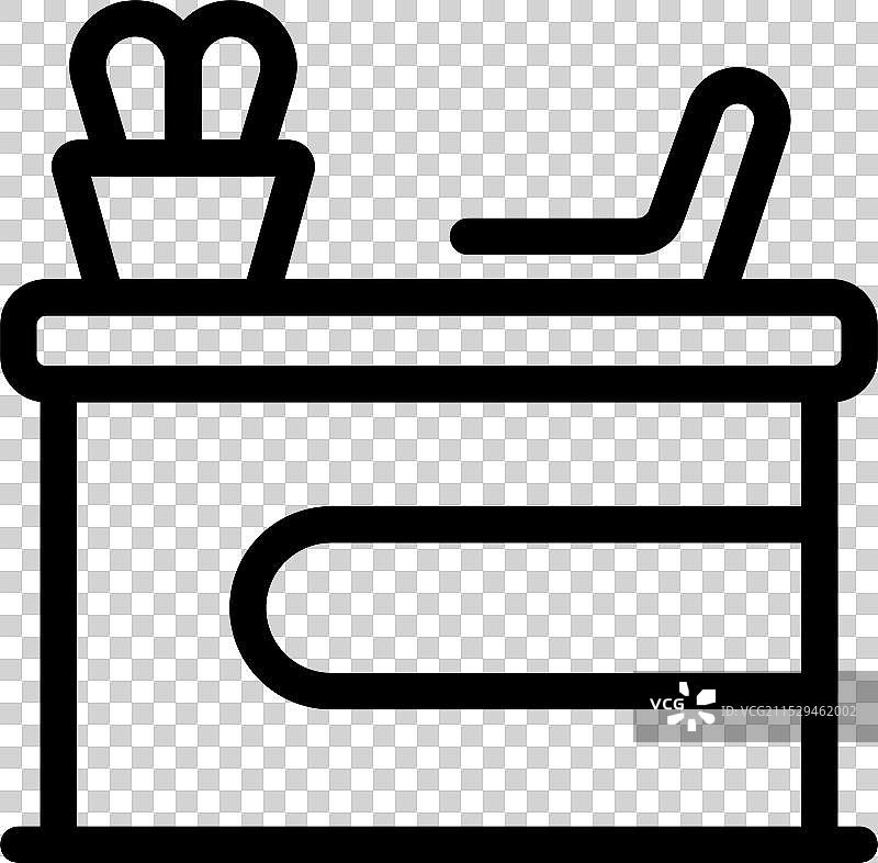 办公桌、椅子和植物图标的代表性设计图片素材