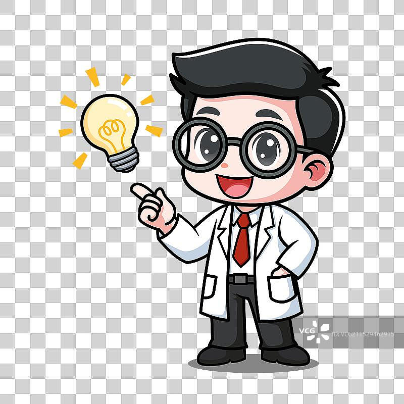 可爱的科学家卡通角色灵光一现图片素材