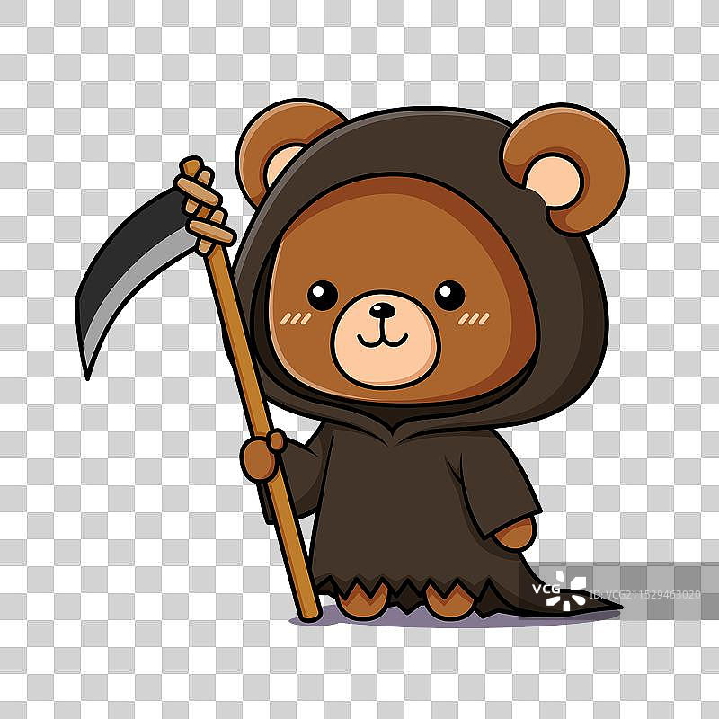 可爱的死神泰迪熊卡通角色图片素材