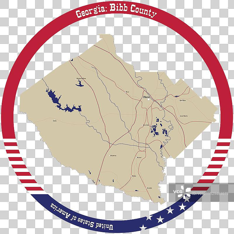 美国乔治亚州比布县地图图片素材