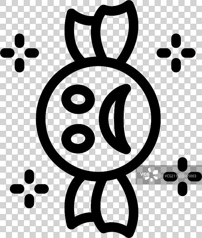 带有讽刺表情的糖果表情符号线条艺术图标图片素材