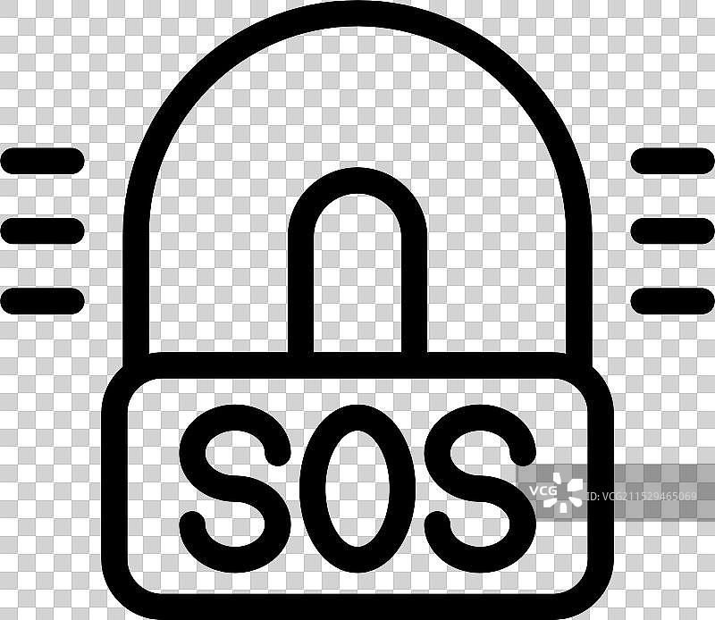 发出SOS信号并闪烁警报的挂锁图片素材