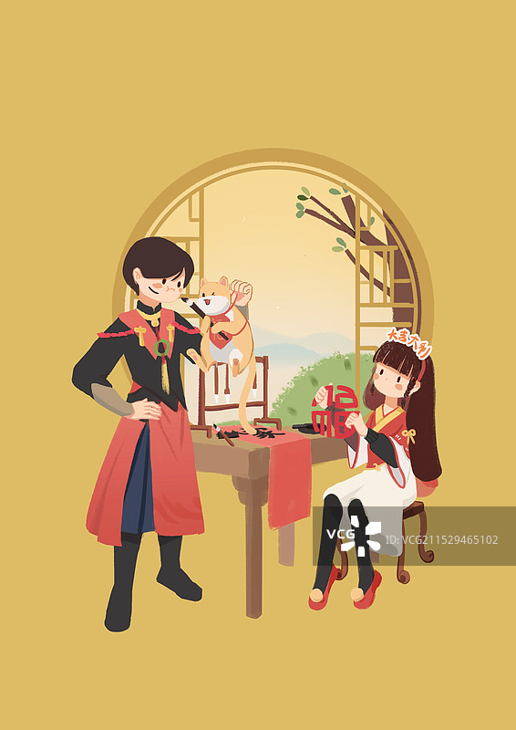 新年写春联活动图片素材