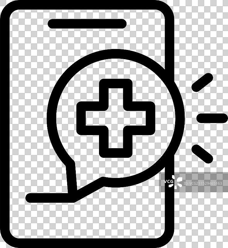 智能手机显示医疗十字标志，表示在线服务图片素材