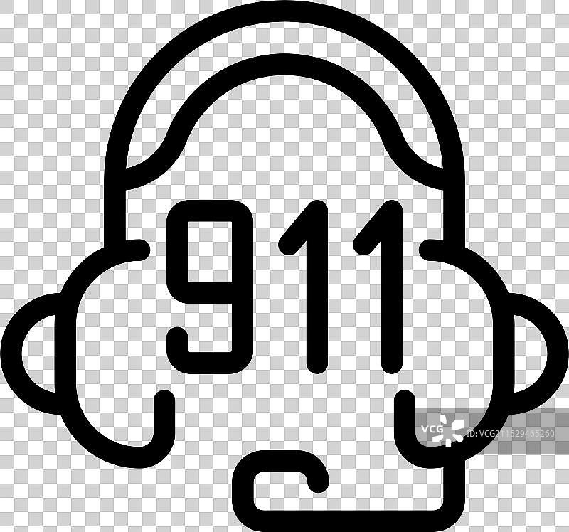 紧急呼叫中心操作员符号与耳机图片素材