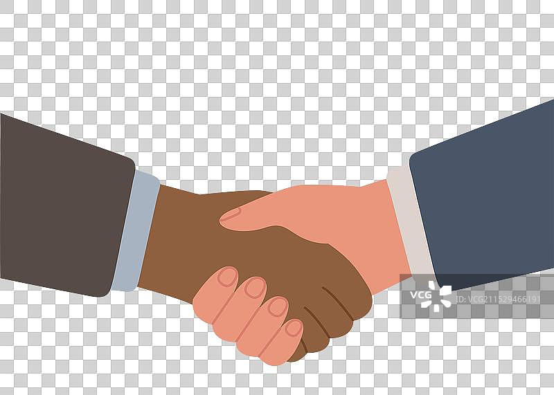 黑人和白人商务人士握手图片素材