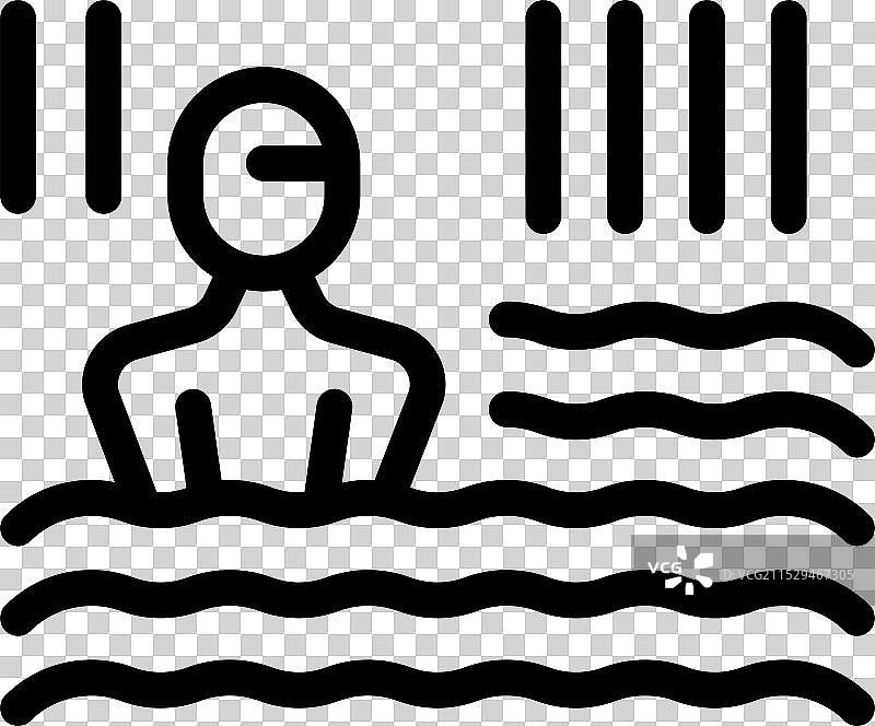 海岸线附近游泳的男人图标图片素材