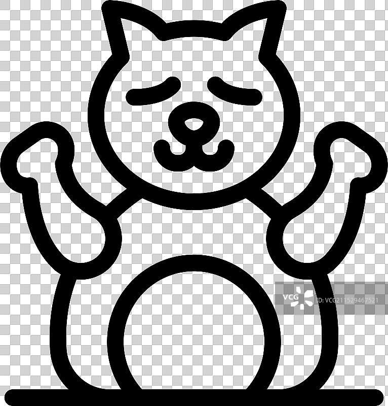 胖猫举起爪子的线条艺术图标图片素材