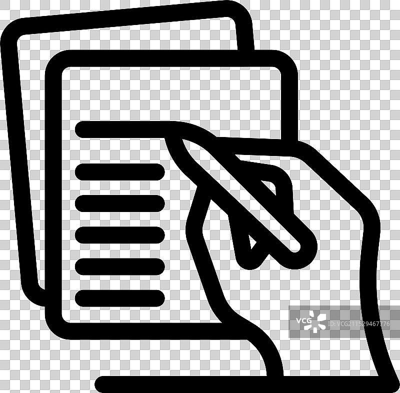 手握笔在纸上写字做笔记图片素材