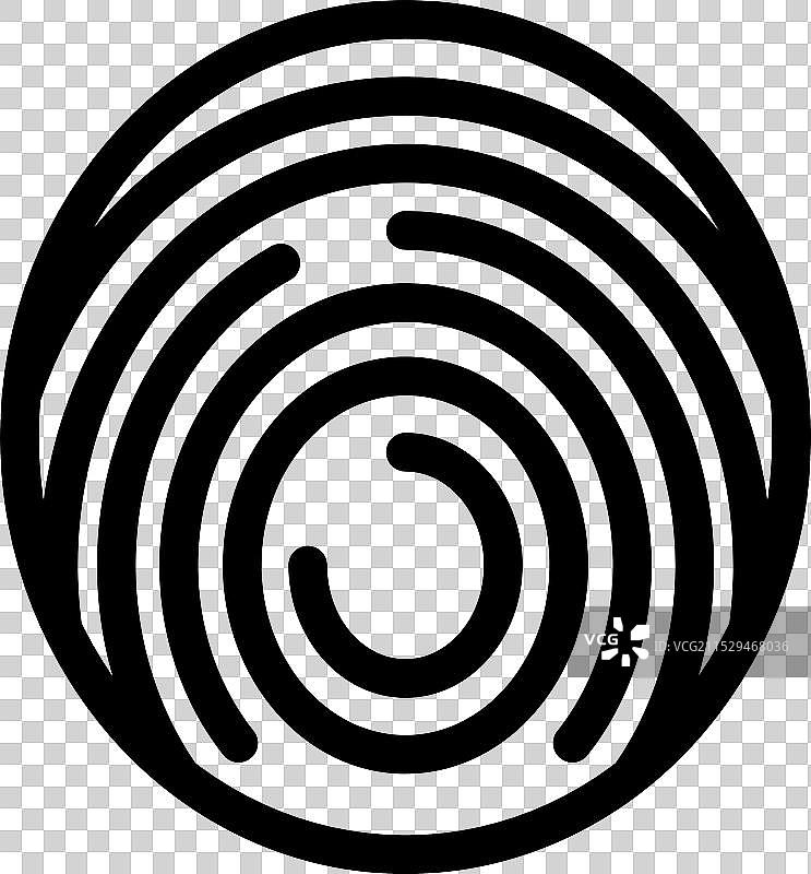 黑白圆形指纹图标展示图片素材