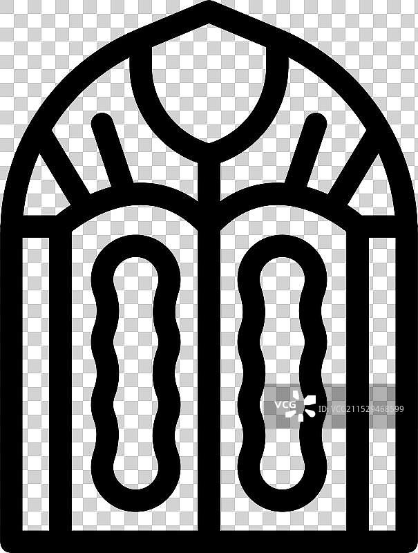 拱形双扇门配有波浪形玻璃插片正在被安装图片素材