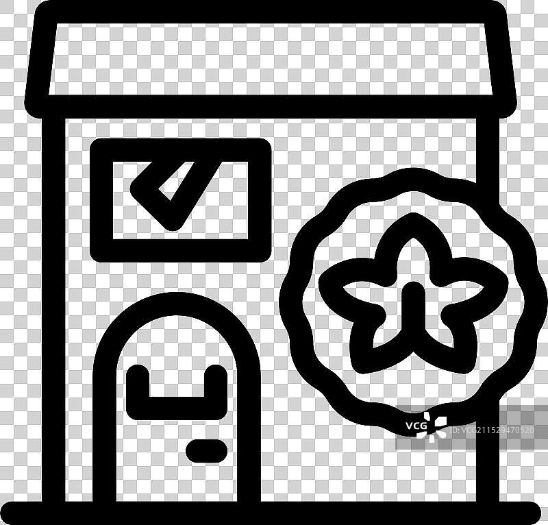 花店建筑外观，带有星形花卉标志图片素材