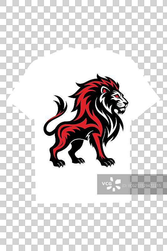 火焰鬃毛的凶猛狮子 - 艺术作品图片素材