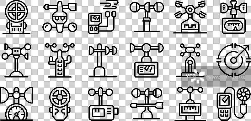 风速计图标集 风速计测量风速图片素材