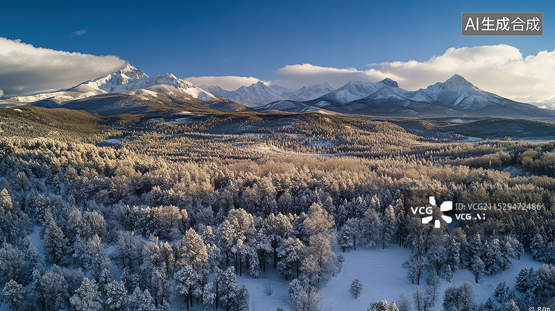 【AI数字艺术】松林雪景图片素材