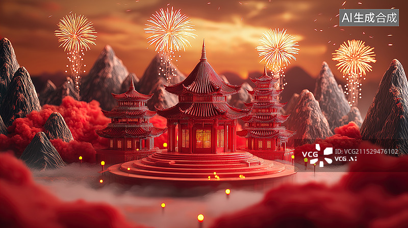 【AI数字艺术】梦幻般的中国寺庙图片素材