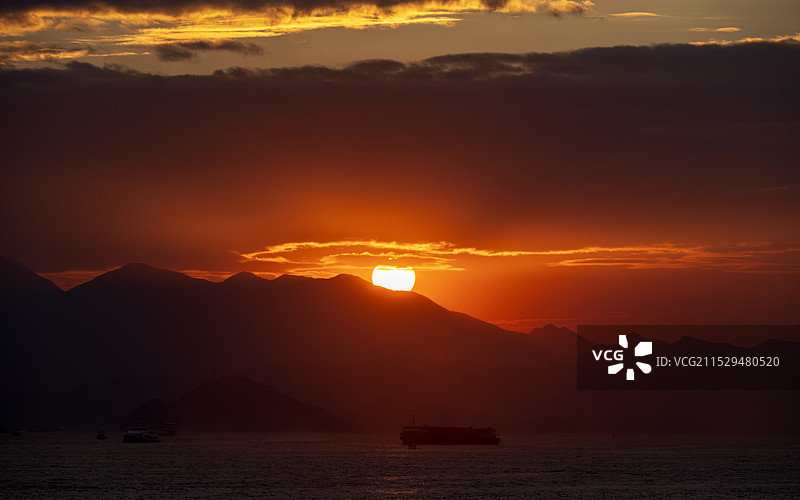 香港西九龙日落风光图片素材