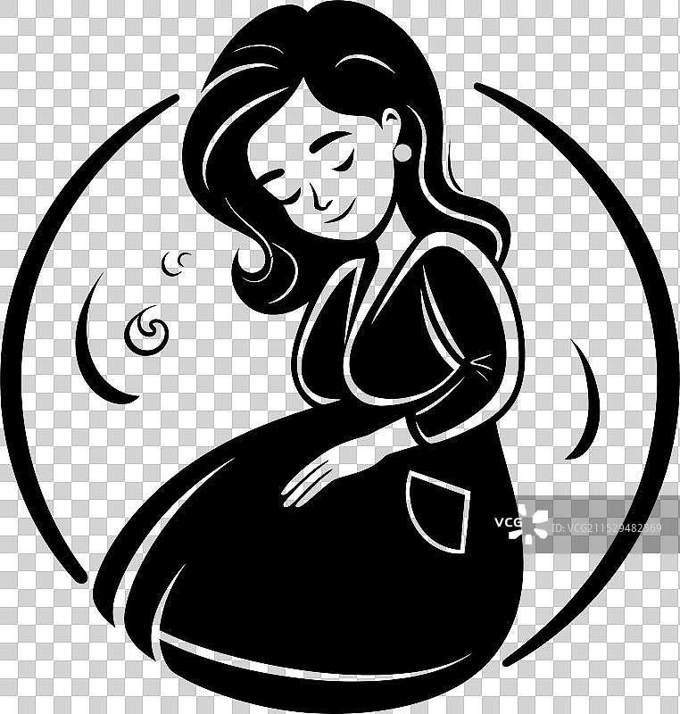 妈妈的快乐，幸福的准妈妈图标在标志中图片素材