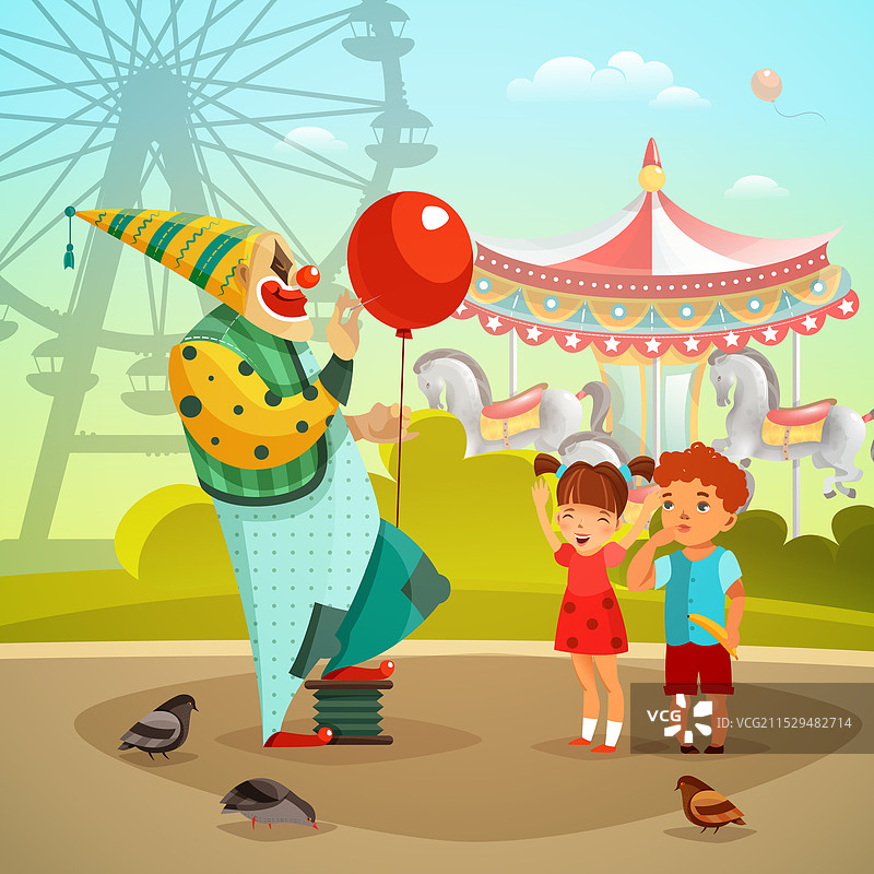 游乐园马戏团小丑平面图图片素材