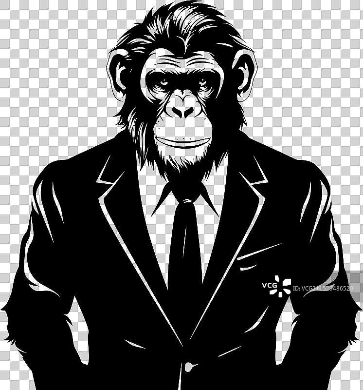 时尚的西装猩猩图标设计图片素材