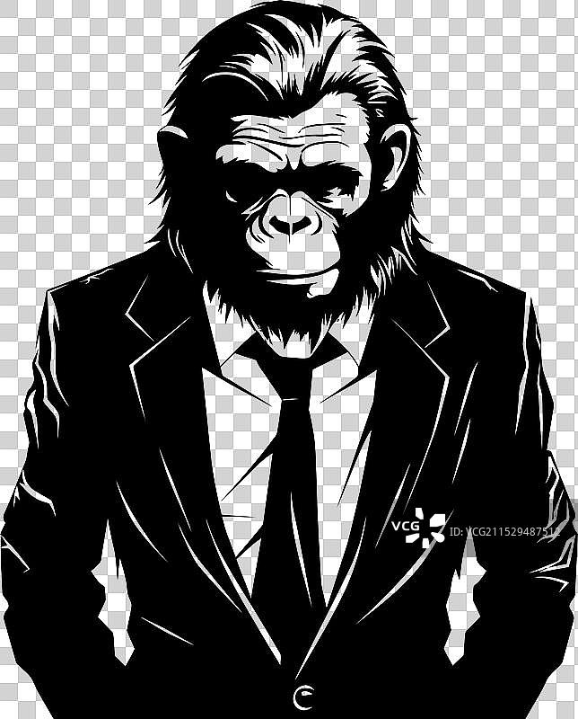 商务风格的西装猩猩标志，优雅大方图片素材