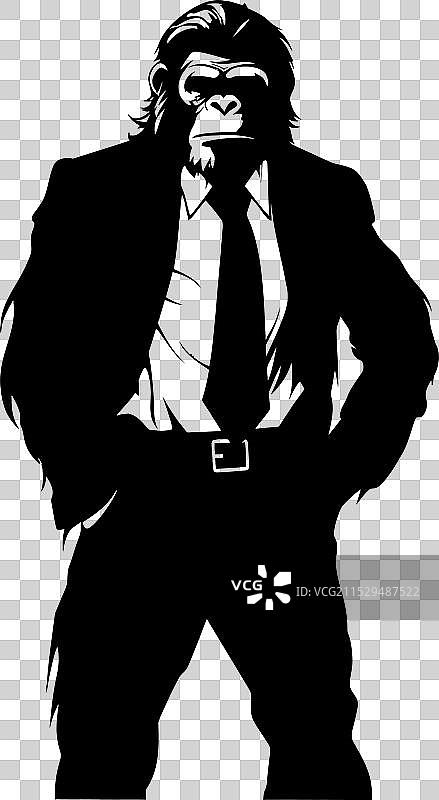 优雅时尚的长毛猩猩穿着西装的图标图片素材