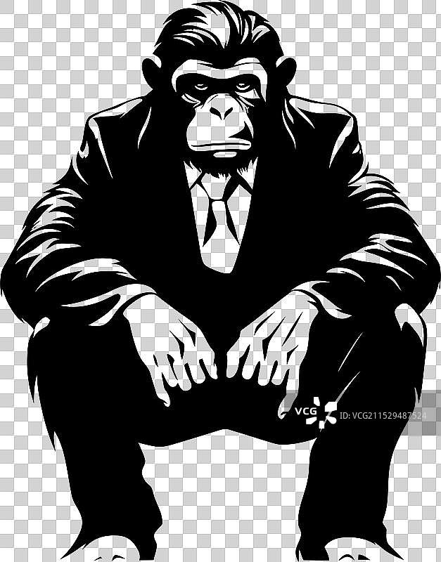 优雅的高管风格猩猩徽章图片素材