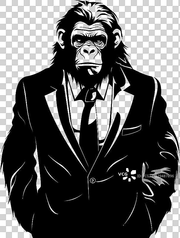 时尚的猩猩商标与精致的狒狒图片素材