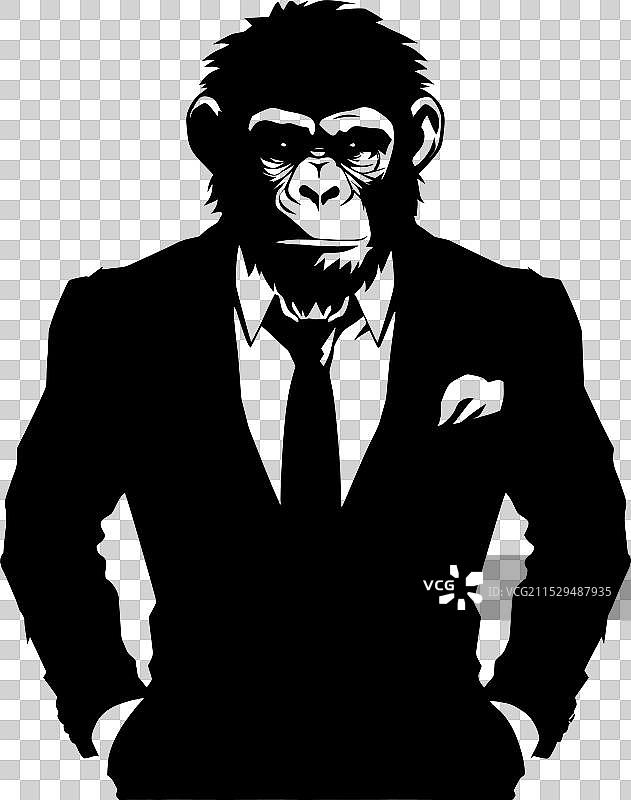 时尚的穿西装猩猩标志设计图片素材