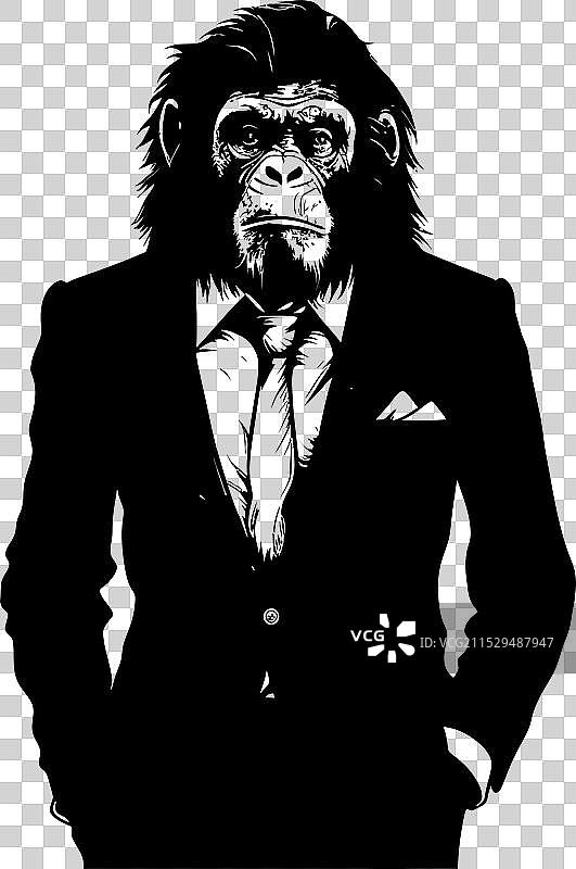 优雅的长发猩猩，展现出时尚气息图片素材