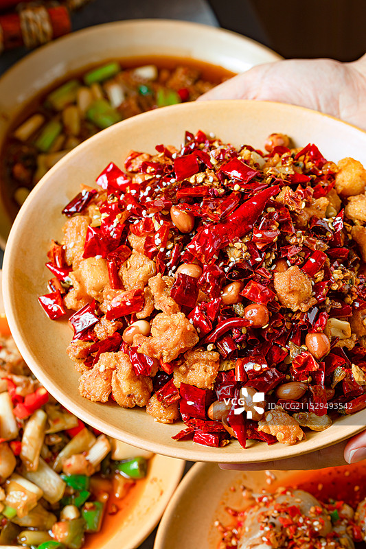 辣子鸡爆炒热辣现炒火爆鸡肉辣椒图片素材