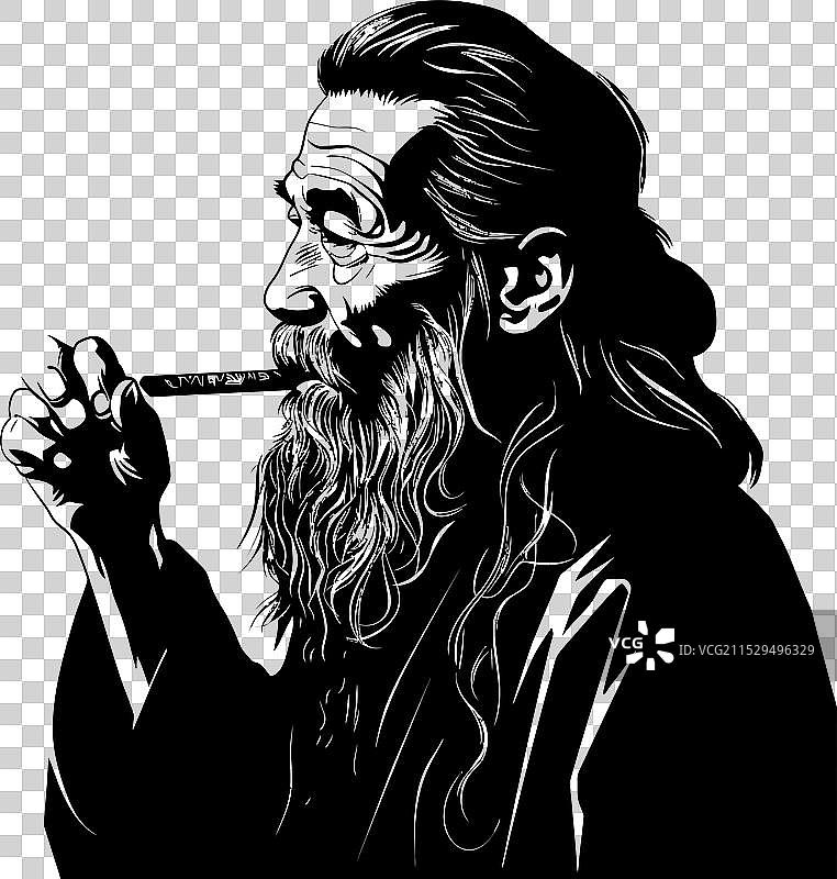 无龄的云朵，长须的亚洲象征，古老的图片素材