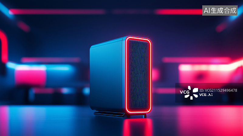 【AI数字艺术】科技感电脑主机桌面，游戏娱乐电竞室背景图片素材