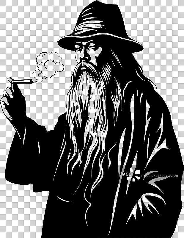 古老的香气，智慧的吸烟者图标，鼠尾草烟雾悠长图片素材