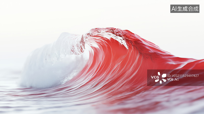 【AI数字艺术】红色抽象海浪风景图片素材