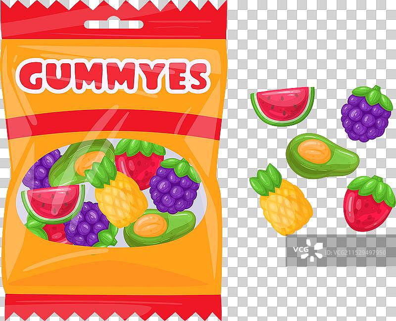 卡通水果味果冻糖包装图片素材