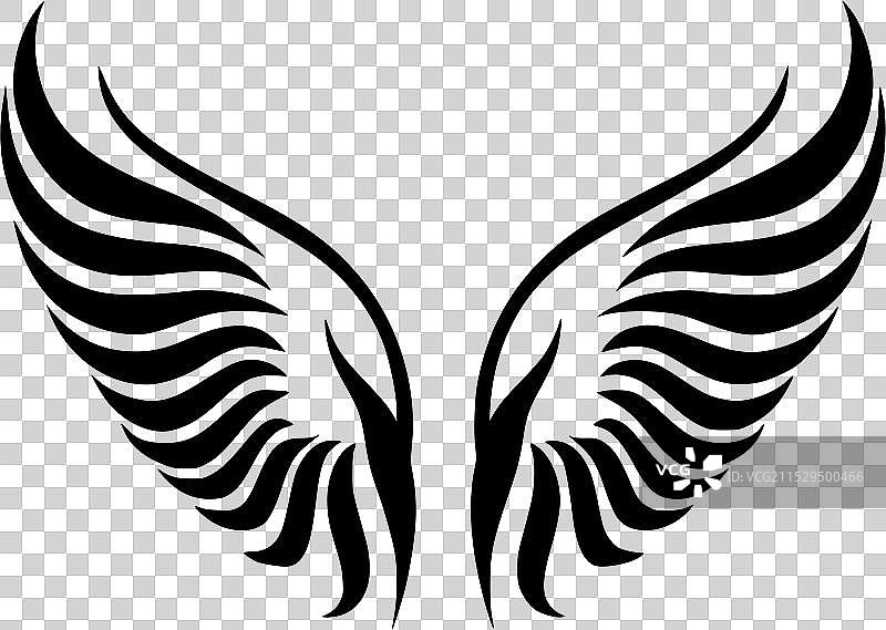 天使翅膀 - 极简风格的平面标志图片素材