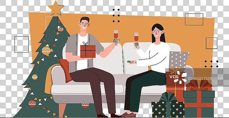 圣诞节时的情侣图片素材