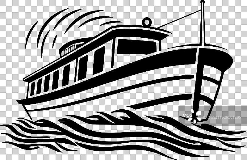 黑白色的船图片素材