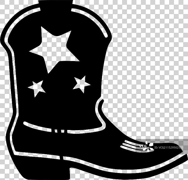 黑白色孤立的牛仔靴图标图片素材