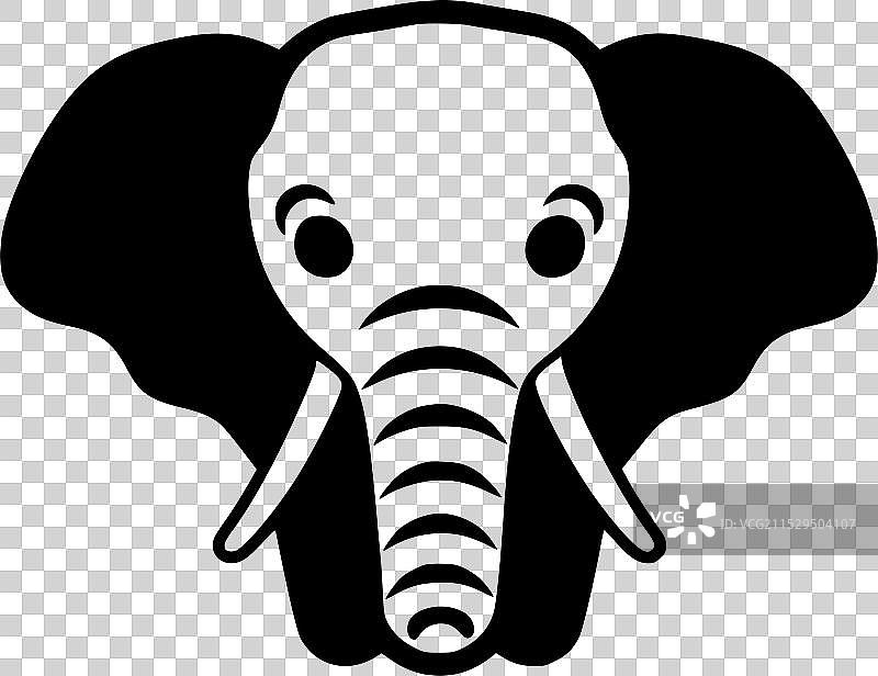 大象 - 黑白孤立图标图片素材