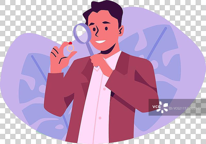 典当行专家评估师正在查看金戒指图片素材