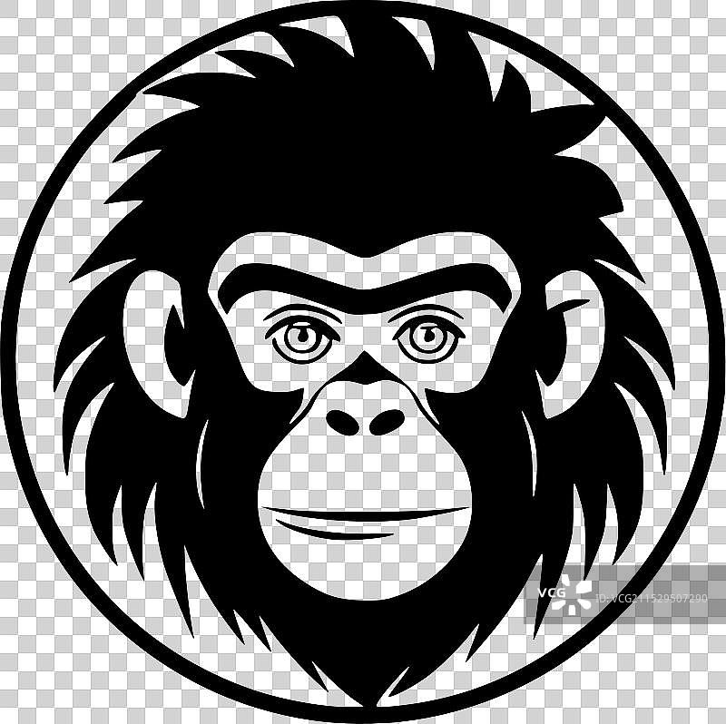 猴子 - 极简风格的平面logo图片素材